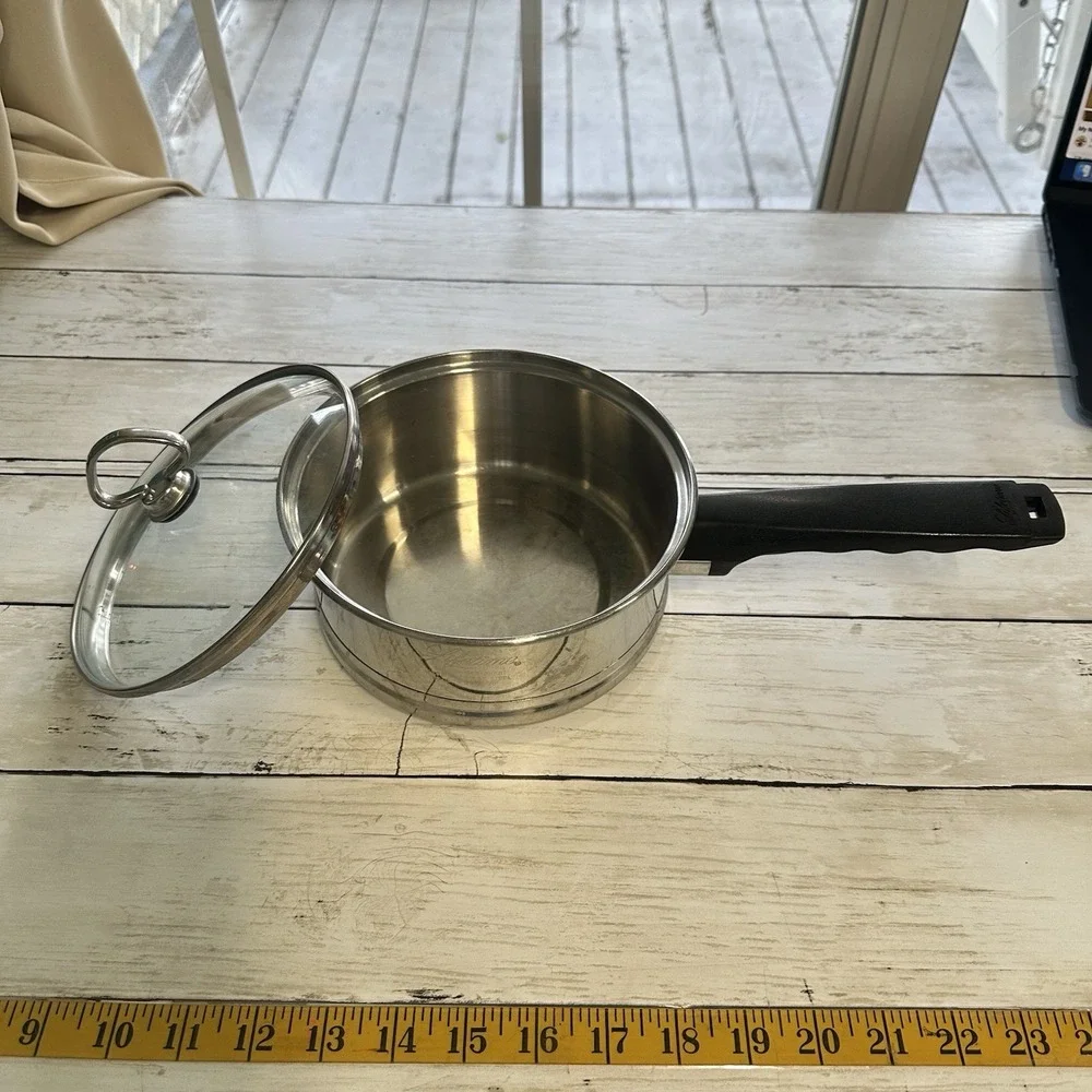 5 Piece Lifetime T304 Stainless Steel Custom Designed Pans 3 Pans LIDS NOT ORIGI